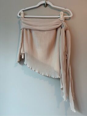 Peppermayo Gemma Mini Skirt Ivory Pleated Tie Waist Sz M NWT